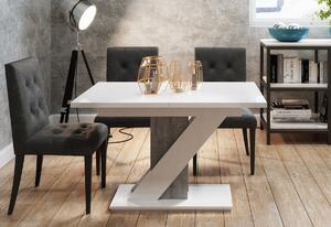 Jedálenský stôl SEVA, 80x75x80, biela lesk/betón