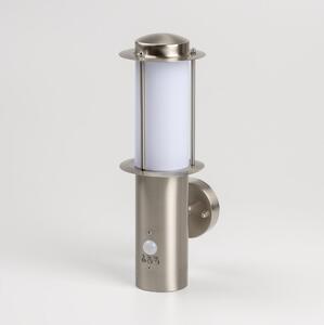 LED vonkajšie nástenné svietidlo s pohybovým senzorom 1xE27/4,9W/230V IP44 matný chróm