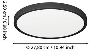 Eglo 901326-LED Kúpeľňové stropné svietidlo FUEVA LED/14,2W/230V pr.27,8cm IP44 čierna