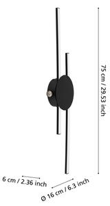 Eglo 902123 - LED nástenné svietidlo VENTICELLO LED/20W/230V + LED/0,91W čierna