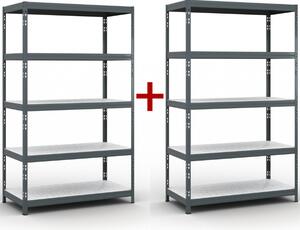 Policový regál 1+1 ZADARMO, 1966x1200x600 mm, nosnosť 280kg