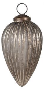 Šedá antik sklenená vianočná ozdoba banka - Ø 7*11 cm - Clayre & Eef