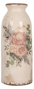 Béžová keramická váza s kvetmi Protea Eucalypt L - Ø 8*20 cm - Clayre & Eef