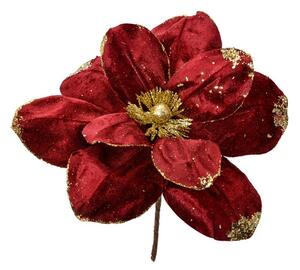 Červeno-zlatá dekorácia kvetina vianočná hviezda Poinsettia - Ø 24*25 cm - Clayre & Eef