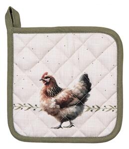 Béžová chňapka - podložka so sliepočkami Barnyard Chicken - 20*20 cm - Clayre & Eef