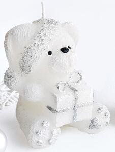 Mondex Parafínová sviečka TEDDY 15 cm biela