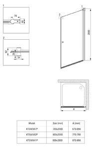 Deante Kerria Plus sprchové dvere 70 cm výklopné čierna matná/priehľadné sklo KTSWN47P