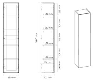 Oltens Vernal skrinka 35x30x160 cm závesné bočné biela 61000000