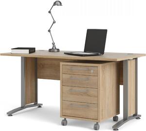 Tvilum Písací stôl Dôstojník 80400/35 150 cm s kontajnerom dub Sonoma/strieborný
