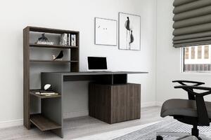 Kalune Design Písací stôl Melis s vstavaným regálom a skrinkou antracitový/orech