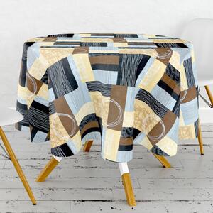 Obrus ​​PVC okrúhly DC-225 – Moderná hnedá geometria (rôzne veľkosti)