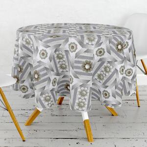 Obrus ​​PVC okrúhly FL-1710 – Rustikálna elegancia sivá (rôzne veľkosti)
