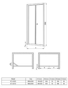 Deante Jasmin Plus sprchové dvere 90 cm výklopné chróm lesklá/priehľadné sklo KTJ_021D