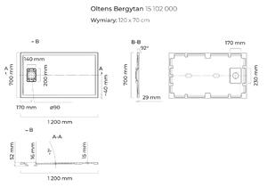 Oltens Bergytan obdĺžniková sprchová vanička 120x70 cm biela 15102000