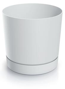 Prosperplast Plastový kvetináč TUBOS P s miskou biely matný, variant 17,8 cm