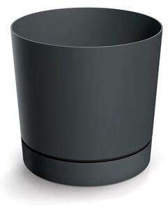 Prosperplast Plastový kvetináč TUBOS P s miskou tmavošedý matný, variant 19,9 cm