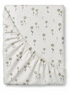 Kvalitex Bavlnené napínacie prestieradlo Kvietky biele 80x200cm