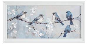 Dekorstudio Ručne maľovaný obraz na plátne s motívom vtáčikov na konáriku II 60x30cm - svetlobéžový
