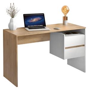 KONDELA PC stôl, dub artisan/biela, TULIO NEW