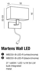 Moderné svietidlo AZZARDO MARTENS wall LED white AZ1526