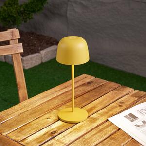 Lindby LED dobíjacia stolová lampa Arietty, žltá, stmievateľná, IP54