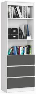 Ak furniture Knižnica R 60 cm biela/grafit