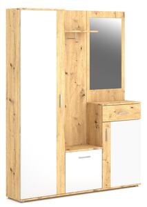 Vivaldi Predsieňová stena Trio so zrkadlom 145 cm dub Artisan/biela