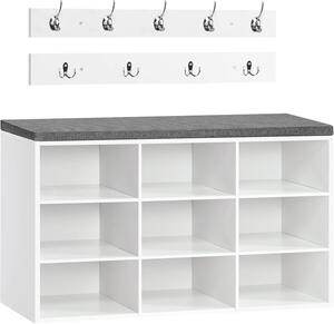 Predsieňový vešiak s botníkom a sedadlom Vasagle Jungo 80 cm biely/sivý