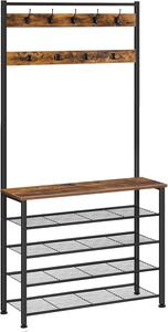 Predsieňový vešiak s botníkom Vasagle Mjora 80 cm čierny/hnedý
