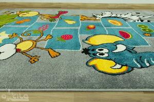 Detský koberec Rainbow 11120/190- Exotické zvieratká, sivý