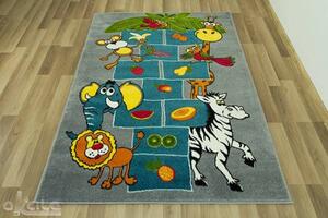 Detský koberec Rainbow 11120/190- Exotické zvieratká, sivý