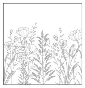 Bílo-šedé malé papírové obrousky s lučními květy - 25*25 cm (20ks) - J-Line by Jolipa