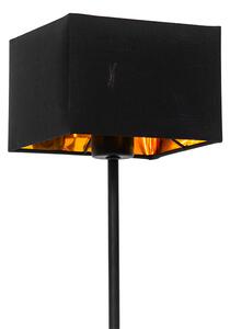 Moderná stolná lampa čierna látková tienidlo čierna so zlatou - VT 1