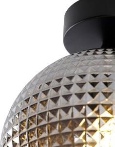Stropné svietidlo Art Deco čierne s dymovým sklom - Sphere