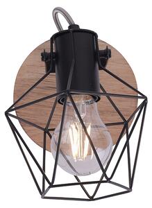 Priemyselná nástenná lampa čierna s drevom - Sven