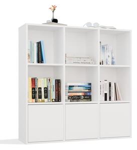 TP Living Regál MALAX 3x3 s 3 dvierkami 110 cm biely