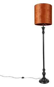 Klasická stojaca lampa čierna s červeným tienidlom 40 cm - Classico