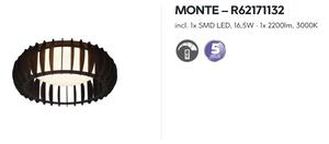 Stropné svietidlo MONTE Black/Wood, LED16,5W, 3000K, D40cm