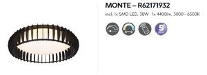 Stropné svietidlo MONTE Black/Wood, LED38W, 3000-6500K, D60cm