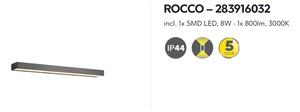 Nástenné svietidlo ROCCO Black, LED8W, 3000K, L60cm, IP44