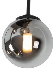 Moderné stropné svietidlo čierne 5-žiarovkové s dymovým sklom - Atény