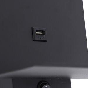 Moderné nástenné svietidlo čierne vrátane USB pripojenia - Flero