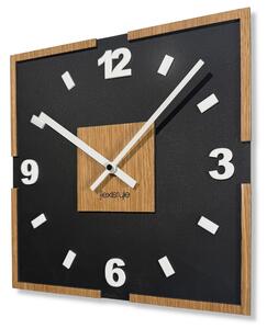 Dekorstudio Nástenné hodiny s dubovou dyhou Scandi 30x30 cm – čierne