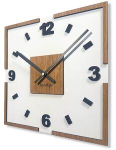Dekorstudio Nástenné hodiny Scandi 30×30 cm – biele s dekorom duba