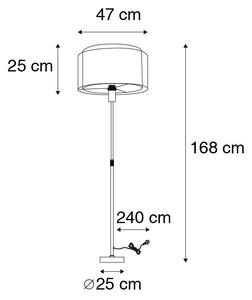 Stojacia lampa oceľová s čierno/bielym tienidlom 45 cm nastaviteľná - Parte