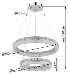 Závesné svietidlo LED 2700–6000K chrómová IP20 GLOBO lighting LAUREL 67387-60