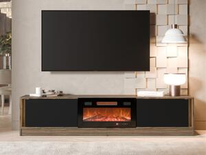 Mirjan24 TV skrinka s krbom Arinka + LED, Farby: orech / čierny 5903211538070