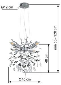 Luster 4x E14 strieborná, dymová IP20 GLOBO lighting QUEENA 64138HS