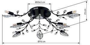 Stropné svietidlo 8x G9 čierna matná IP20 GLOBO lighting JANIS 63007-8