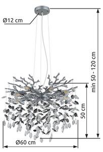 Luster 8x E14 strieborná, dymová IP20 GLOBO lighting QUEENA 64138H1S
